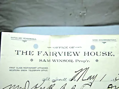 1893 Fairview House Restaurant Sam Winsor Prop. Mt. Jewett PA 11 Meals Receipt • $24.99