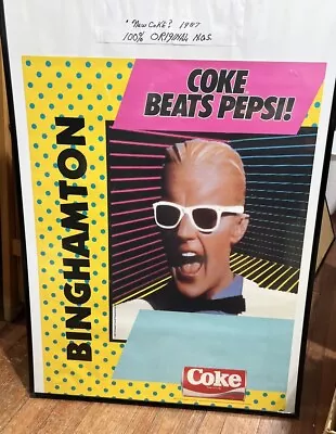 Coke Max Headroom  Coke Beats Pepsi  Original N.O.S 1987 Poster 18  X 24  Mint!! • $75