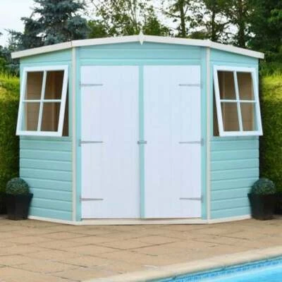 7x7 GARDEN CORNER SHED TONGUE & GROOVE CLAD DOUBLE DOORS OPENING WINDOWS NEW 7ft • £699.94