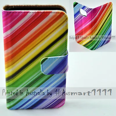 For OPPO Series Rainbow Colour Streak Print Wallet Mobile Phone Case Cover • $13.98