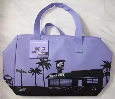 New Trader Joe's Lavender Black Insulated Large Cooler Reusable Shopping Bag • $12.99