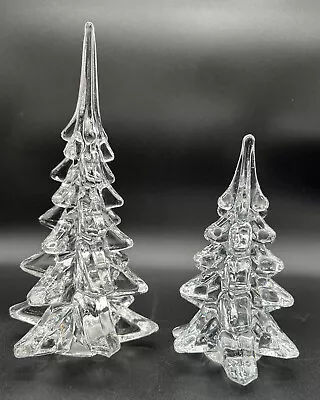 $29.09 • Buy Silvestri Clear Crystal Art Glass Christmas Tree Lot 2 —8 1/3” & 6”   Vintage
