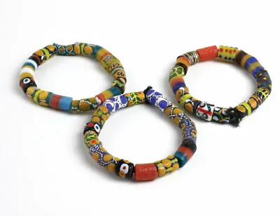 $19.99 • Buy African Trade Beads Bracelets|Fashion Jewelry Handmade Bangle Women Men 3 Packs
