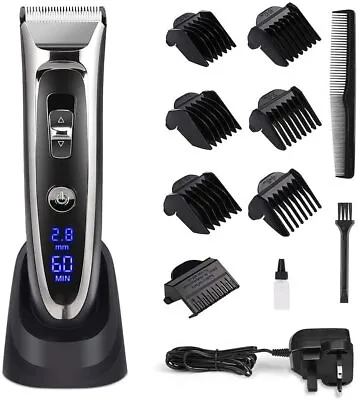 Mens Electric Hair Cut Clippers Cordless Trimmer Guide Comb USB Lithium Battery • £20.99