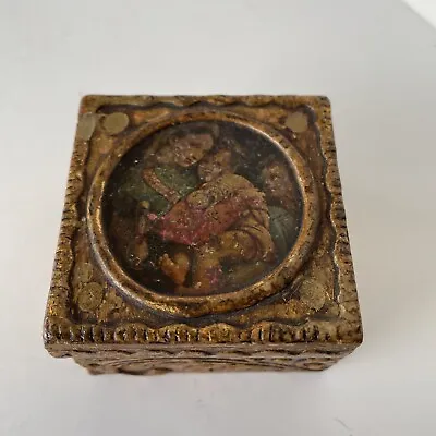 Vintage Italian Florentine Wood Gilt Trinket Box Madonna Of The Chair • $11.95