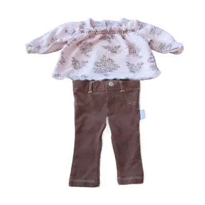 Vitamins Baby Shirt Pants Outfit Girls Size 3M Pink Brown Long Sleeve Floral • $11.96