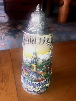 New Handmade King 10  Lidded Ceramic LE Beer Stein Reitimwinkl BASF Germany NOS • $21.50