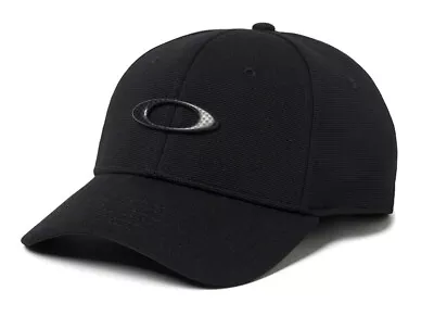 $25 • Buy OAKLEY 911545 TINCAN Men's Carbon Fiber Ellipse Logo Black Stretch Fit Hat Cap