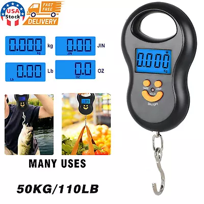 Digital Fish Scale Postal Hanging Hook Luggage Weight LCD Mini Portable 110 Lb • $8.67