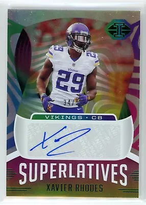 Xavier Rhodes 2021 Illusions Superlatives Auto Green Prizm #/50 Vikings #SU-58 • $5.95