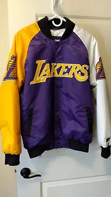 Los Angeles Lakers Satin Jacket By Starter Adult Size Medium Worn Once Nice • $54.95