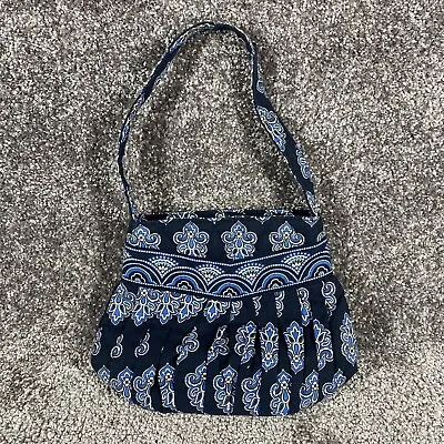 Vera Bradley Retired Calypso Tote Shoulder Bag Strap Navy Blue 9” X 7” • $10.95