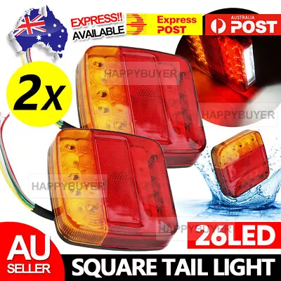 2x Square Led Stop Indicator Trailer Tail Lights Truck Caravan Lamp Number Light • $14.85