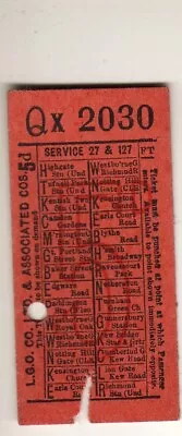 Bus / Tram Ticket LGOC & Ass Cos 5d Ser 27 &127 Highgate - Hampton Court • £3.99