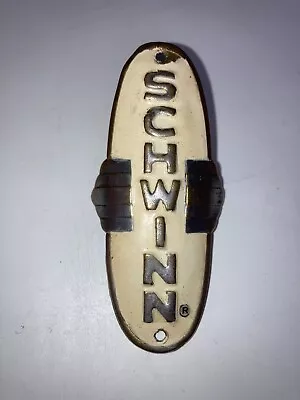 Vintage Schwinn Head Badge Bike Emblem Winged Brass Enamel • $40