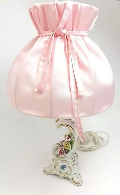 High Quality AK Kaiser Porcelain Fabric Shade Pink Table Lamp Vintage 45 Cm 18  • $220