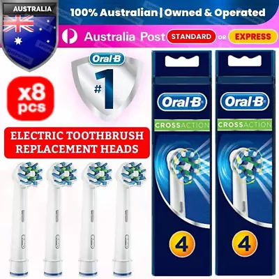 8x GENUINE ORAL B CROSS ACTION CLEAN BRAUN ELECTRIC TOOTHBRUSH HEADS REPLACEMENT • $26.90