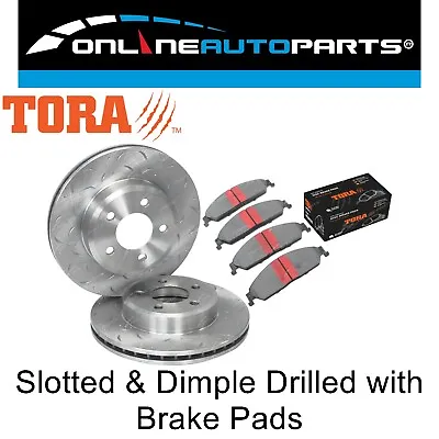 2 Front Disc Rotors + Brake Pads For Falcon BA BF FG XT 02~12 Drilled & Slotted • $126.95