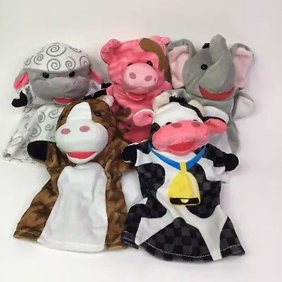 Melissa & Doug Kid Plush Stuffed Hand Puppet Set Of 5 Sheep Pig Elephant  • $2.95