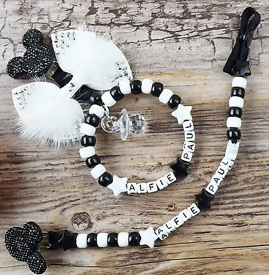 £8.99 • Buy Personalised Set Of Two Pram Charm In Black For Baby Girls Boys Ideal Gift