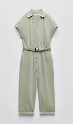 Zara Long Wrap Denim Jumpsuit Size Medium • $48.99