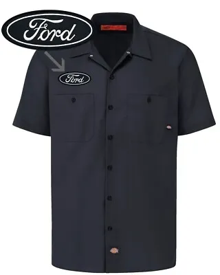 FORD Retro Patch DICKIES Short Sleeve Work Shirt Classic Mustang F-150 S-5X • $35.95