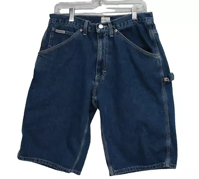 Vtg CK Calvin Klein Jeans Blue Denim Carpenter Shorts Dbl Stone Wash Mens 31x13 • $21.95