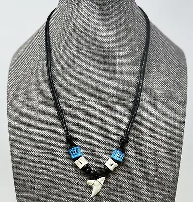 Real Mako Shark Tooth Pendant Surfer Necklace For Men | Wood Beads • $15.95