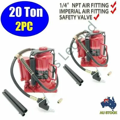 2PC 20 Ton Air & Manual Hydraulic Bottle Jack W/ SAFETY VALVE-CAR VAN TRUCK Lift • $230