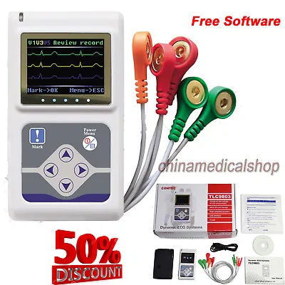 24 Hours Dynamic ECG Holter 3 Channel EKG System Portable ECG Monitor+Software • $299