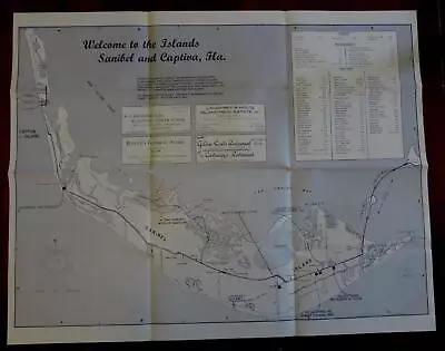 Sanibel & Captiva Islands Florida Cape Coral 1960's Tourist Brochure W Large Map • $200