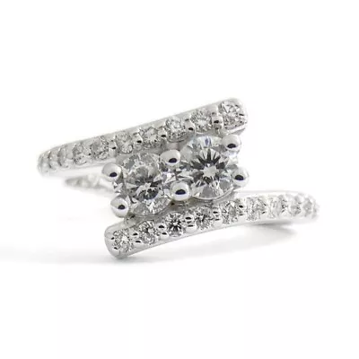 £1982.03 • Buy 2-Stone Round Diamond Wrap Ring In 14K White Gold, .81 CTW, 4.50 Grams