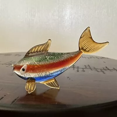 Beautiful 3.5” X 2” Hand Blown Murano Style Art Glass Fish Figurine Statue • $12.99