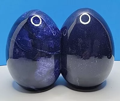 Carved 6  Italian Marbled Deep Purple Alabaster Egg Shaped Bookends. • $125