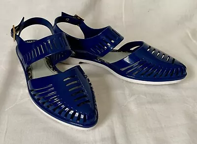 Melissa+ Jason Wu Fisherman Jelly Sandals Pointed Toe Dark Blue US SZ 7 EU 38 • $45