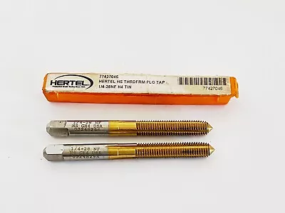 Lot Of 2 HERTEL 1/4-28 NF GH4 TiN Finish HSS Plug Forming Roll Tap USA Bottoming • $39.95