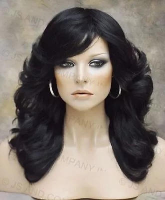 $84.95 • Buy Feathered Farrah Hair Do Off Black Open Curls Layered Bangs Hair Piece NWT 1B
