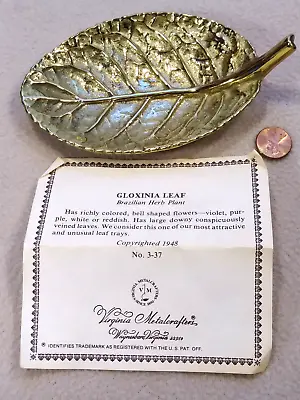 Vintage Virginia Metal Crafters Brass Leaf GLOXINIA #3-37 Copyright 1948 • £17.02