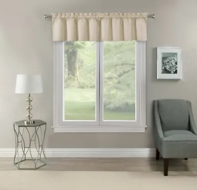 Eclipse Samara Solid Color Blackout Rod Pocket Curtain Valance Ivory 42 X 16 • $24.99