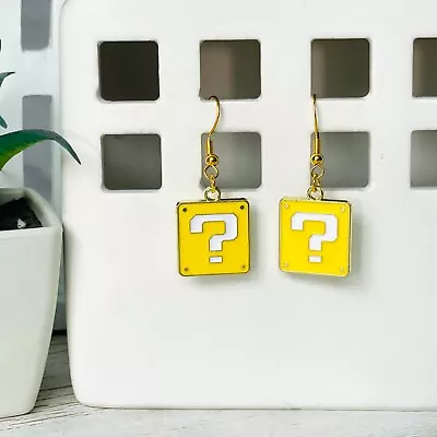 SUPER MARIO BROS Question Box Handmade Dangle Earrings 925 Hypoallergenic • $5.95