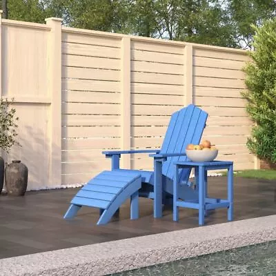 Garden Adirondack Chair With Footstool And Table Set Of 3 Weather-Resistant HDPE • $328.95