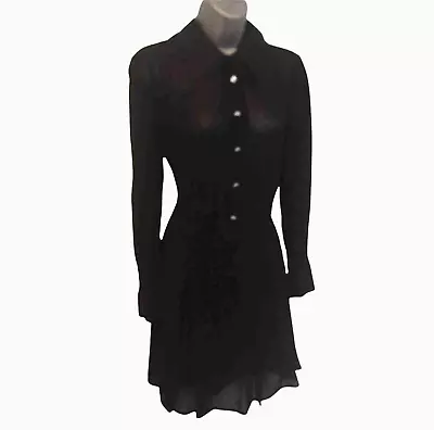 £35.99 • Buy ZARA Black Lace Dress Size M 10 Gothic Dual Collar Diamante Buttons LBD Ladies