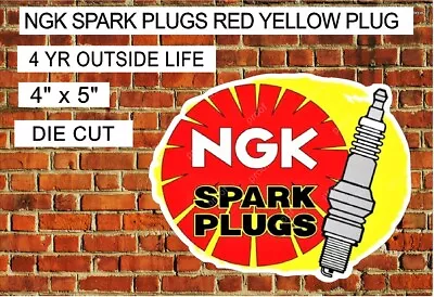 NGK SPARK PLUGS RED YELLOW PLUG RACING CAR TRUCK UV Laminated Vinyl Decal  • $3.25