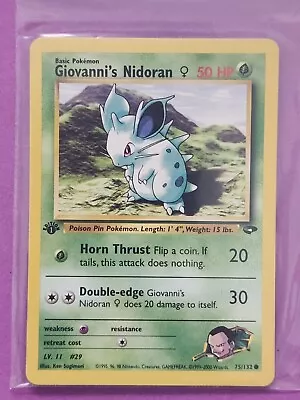 Pokemon Cards GIOVANNI'S NIDORAN 1st Edition GYM CHALLENGE  -  75/132 MINT • $4