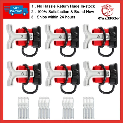 $25.99 • Buy 6x Anderson Style Plug Connector 50 AMP T Handle Dust Cap 6AWG 7AWG 8AWG 9-10AWG