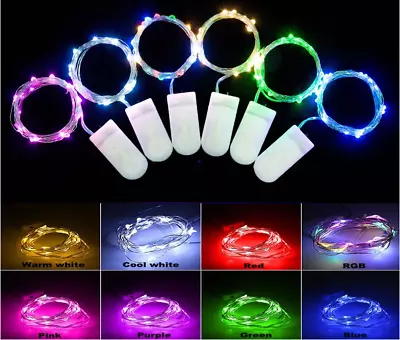 LED String Light 2m Wire 20 LED Flat Fairy Up Wine Bottle Battery Powered Glow • £1.65