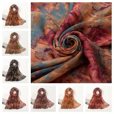 Fashion Printed Cotton Viscose Hijab Scarf Shawl Muslim Maxi Thin Women Headwrap • $7.13