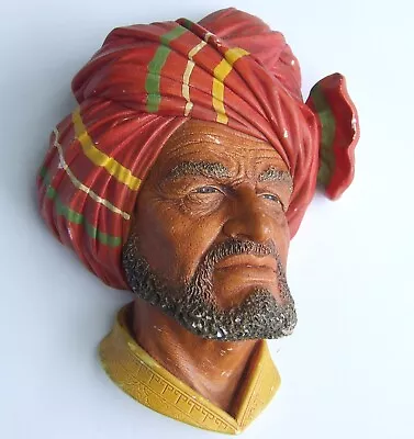 Vintage 1960 Bossons Abdhul Arab Man Beard Turban Chalkware Head Wall Sculpture • $9.99