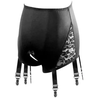Open Crotch High Waist Garter Panty 6 Straps Suspender Belt Sexy Girdle New • $26.96