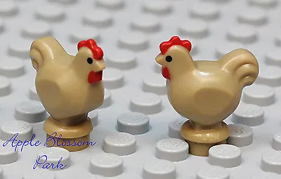 $5.99 • Buy NEW Lego Minifig Lot/2 Dark TAN CHICKEN -Castle Brown Farm Hen Chick Bird Animal